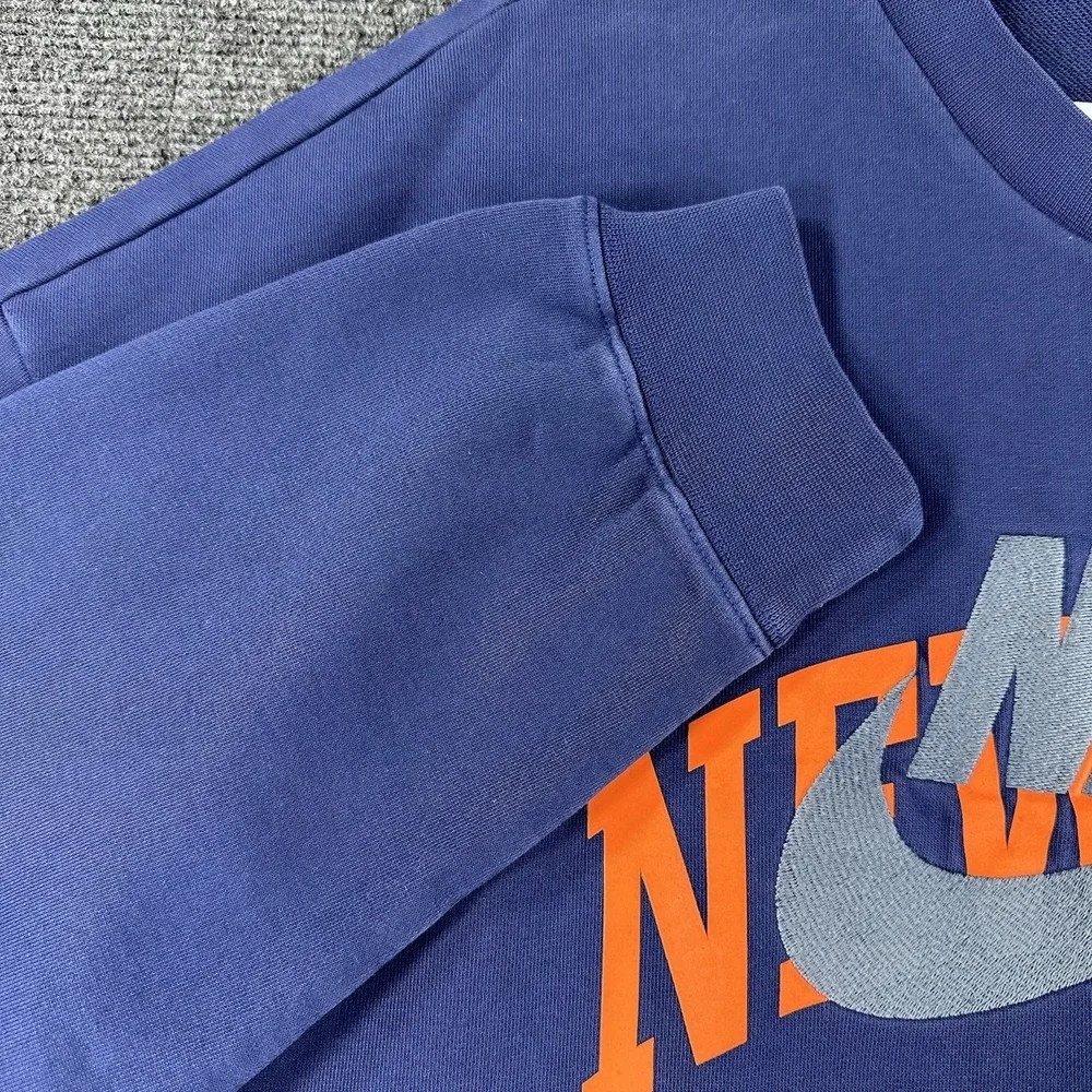 Nike Air NYC Fleece Crew Blue Orange White Men's Sz XL (HQ1101 492)